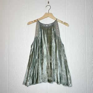BLANK LONDON FOR ANTHROPOLOGIE Silver Velvet Trapeze Tank MEDIUM